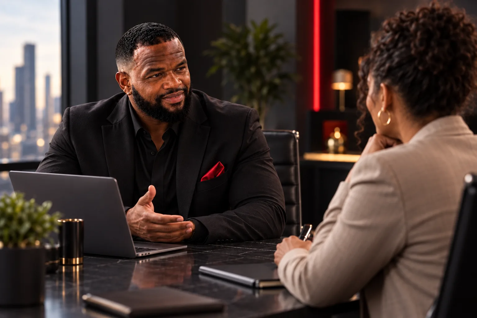 David King reviews business funding options with a business owner.